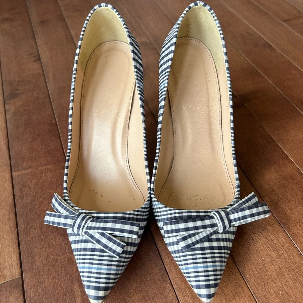 J. Crew Women’s Elsie Plaid Pumps with Bow Size 7 - Picture 2 of 7